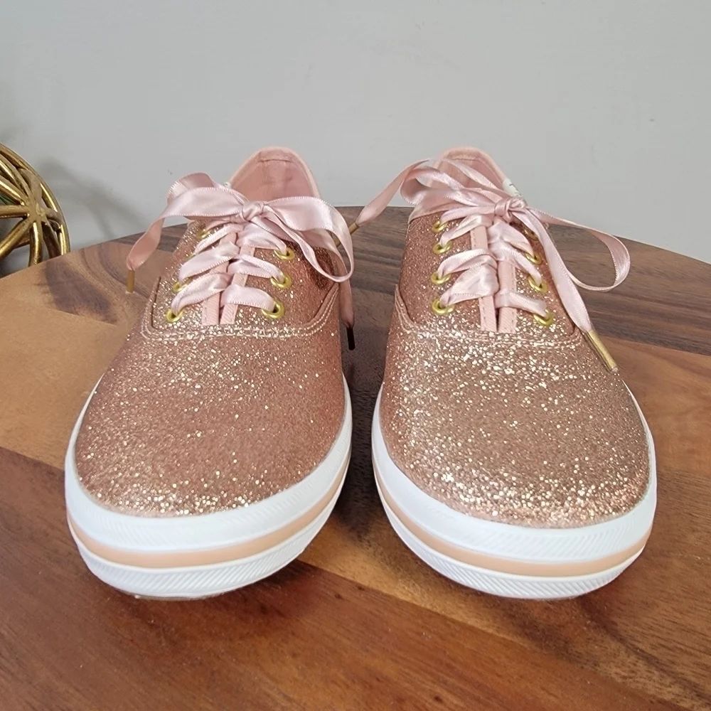 Keds x Kate Spade Champion Glitter Sneakers in Pink / Rose Gold Size 5